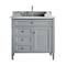 James Martin Vanities Brittany 36in Single Vanity, Urban Gray w/ 3 CM Carrara Marble Top 650-V36-UGR-3CAR - alternate 1